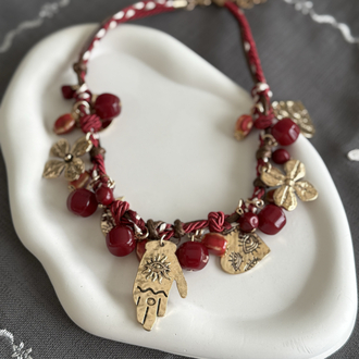Zr model bordo choker kolye