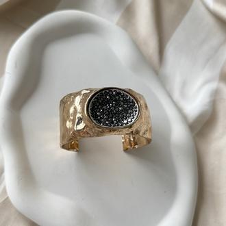 Parlak taşlı gold metal bileklik