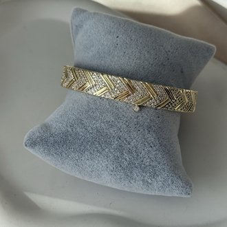 Zikzak desenli gold kelepçe bileklik