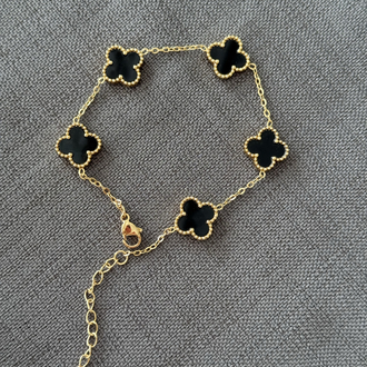 Siyah yonca model gold çelik bileklik