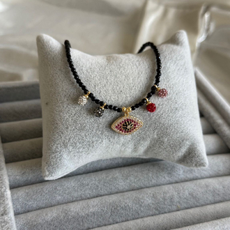 Siyah kristal charm kolye