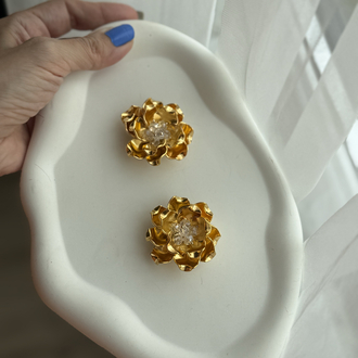 Gold Çiçek düğme kapakları