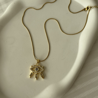 Zirkon taşlı göz gold kolye