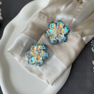 ışıltılı kristal çiçek düğme kapakları