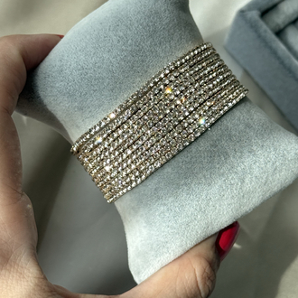 Gold parlak taşlı 10 sıra bileklik