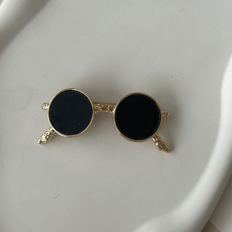 Gözlük gold metal broş
