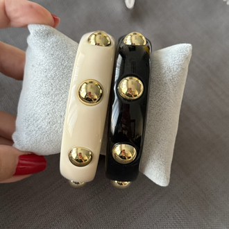 Gold metalli krem reçine bileklik