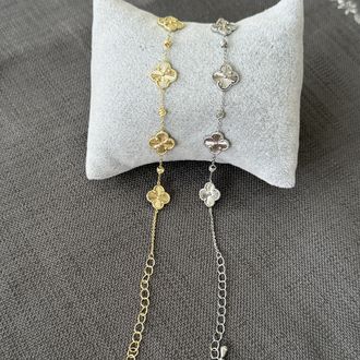 Mini yonca lazer kesim gold bileklik