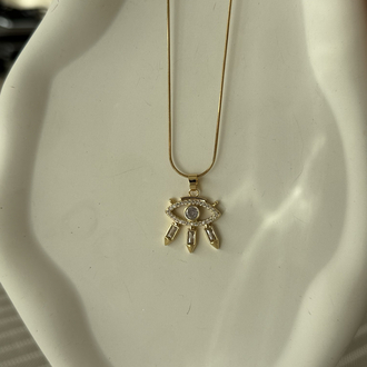 Zirkon taşlı göz gold kolye