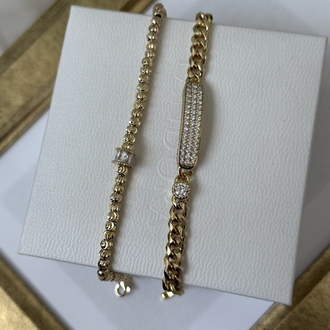 Gold taşlı özel seri künye bileklik