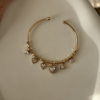 Işıltılı kalp charm şans bilekliği