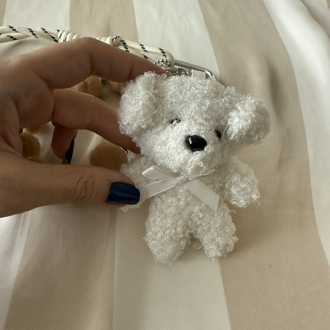 Krem teddy bear çanta charmı