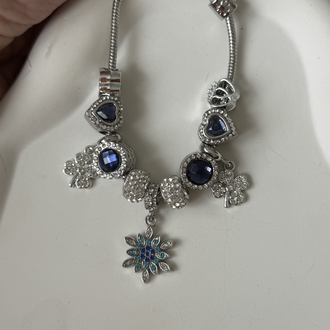 Gece mavisi charm detaylı yılan bileklik