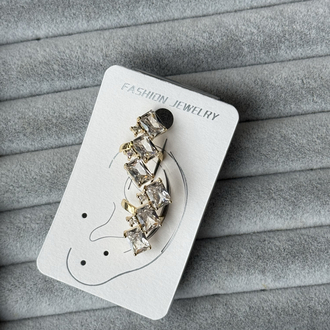 ışıltılı baget taşlı ikili gold earcuff