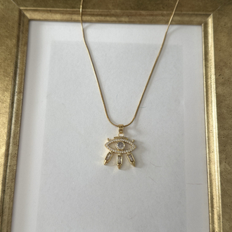 Zirkon taşlı göz gold kolye