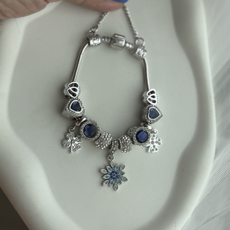 Gece mavisi charm detaylı yılan bileklik