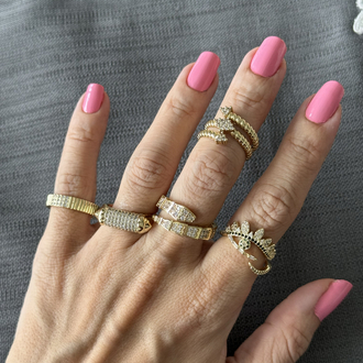 Burgu taşlı ok gold yüzük