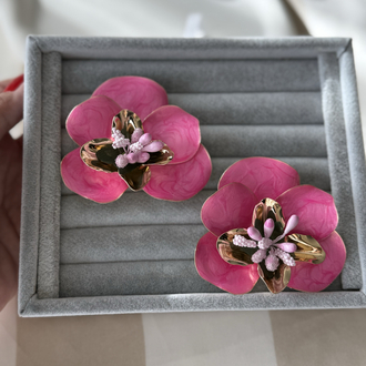 Pembe Sakura çiçeği küpe
