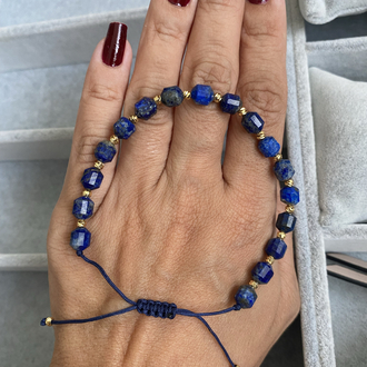 Lapis Lazuli Doğaltaş bileklik küp kesim