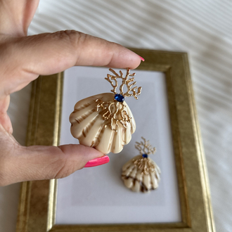 İstediği kabuğu gold mercan küpe