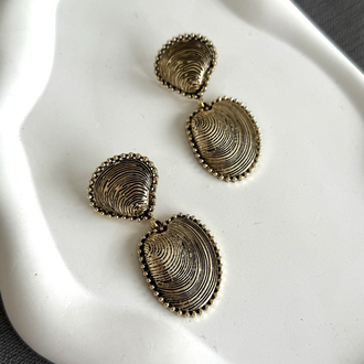 Antik gold istiridye küpe