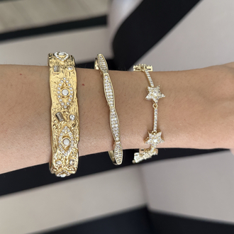 Taşlı kafes gold tasma bileklik