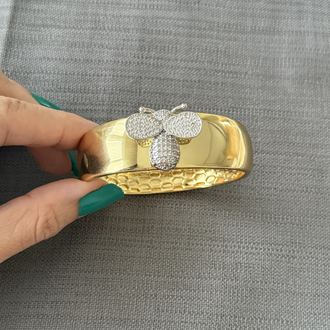 Taşlı arı gold kelepçe bileklik