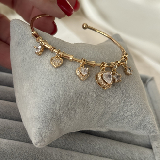 Işıltılı kalp charm şans bilekliği