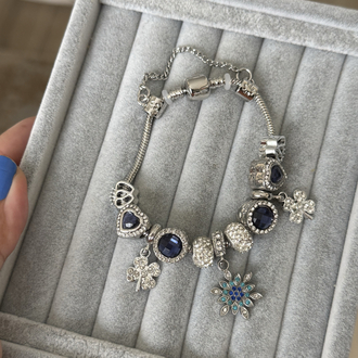 Gece mavisi charm detaylı yılan bileklik