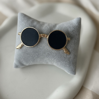 Gözlük gold metal broş