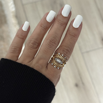 Taşlı güneş model göz gold yüzük