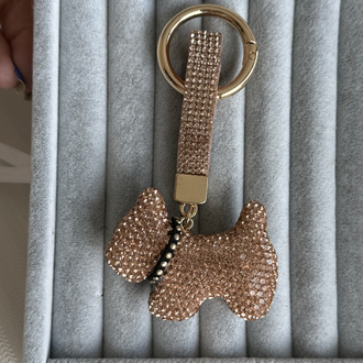 Agatha köpek bej taşlı çanta charmı