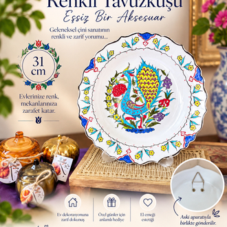 31 cm Renkli Çini Dekoratif Tabak