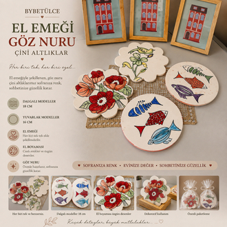 El Boyaması Çini Altlık – El Emeği & Tek Parça | 16–18 cm