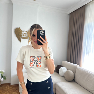 Hermes nal detay Tişört 