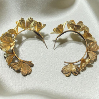 Gold Çiçek Halka Küpe