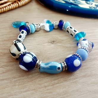 Murano Cam Charm Bileklik / Denizin Kalbi
