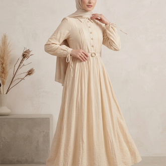 Pamuklu Elbise Krem /63126