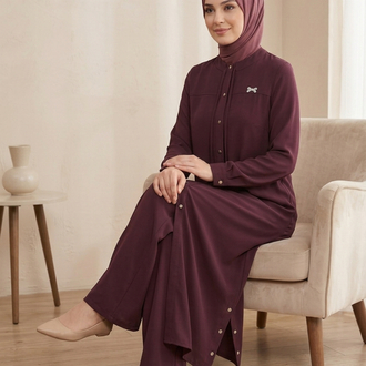 Uzun Tunikli Takım Bordo / 56249