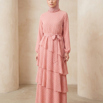 Kat Kat Şifon Elbise Pembe /3028