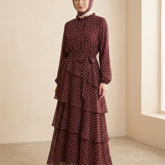 Kat Kat Şifon Elbise Mürdüm /3028