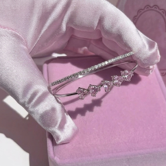 Kelepçe bileklik pembe taşlı