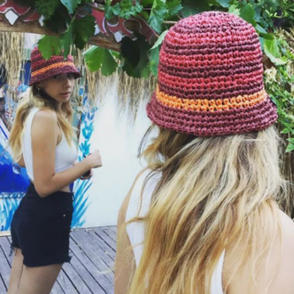 STRIPED RAFFIA BUCKET HAT-CEYLO
