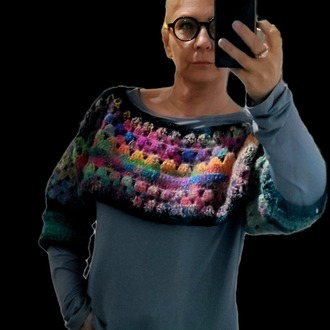 MULTI COLOR CROCHET SWEATER-SANDY