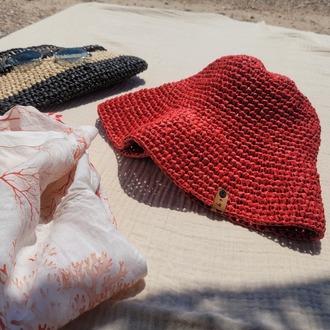 Red Crochet Bucket Hat