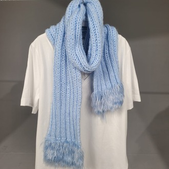 BLUE FRINGE SHAWL-SKY 