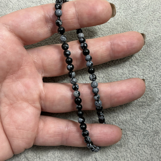 Karlı Obsidyen Erkek Bileklik 4-5 mm (AURA SHIELD (Aura Kalkanı)Erkek Serisi )