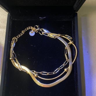 Çelik 3lü Gold Bileklik