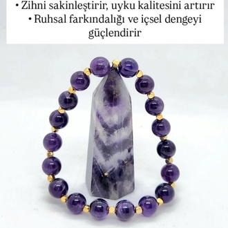 Ametist Doğaltaş Bileklik ( 8 mm)
