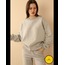Şardonlu 3 İplik Kumaş Uzun Kol Basen Altı Boy Kadın Sweatshirt-GRİ MELANJ